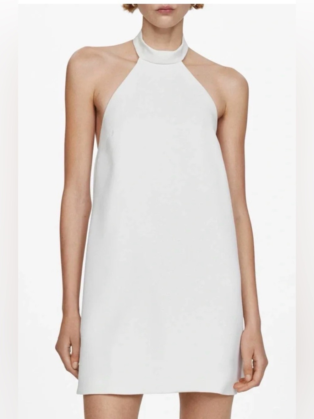 Mango White Halter Mini Dress